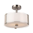 Semi Flush Mount Ceiling Lights, Drum Shape, Brushed Nickel Finish and Frosted Glass Shade, E26 Base, UL Listed - Damp Location Load image into Gallery viewer, Semi Flush Mount Ceiling Lights, Drum Shape, Brushed Nickel Finish and Frosted Glass Shade, E26 Base, UL Listed - Damp Location