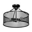 Semi Flush Mount Ceiling Lights, Drum Shape, Steel Cage Matte Black Finish, E26 Base, UL Listed, 3 Years Warranty Load image into Gallery viewer, Semi Flush Mount Ceiling Lights, Drum Shape, Steel Cage Matte Black Finish, E26 Base, UL Listed, 3 Years Warranty