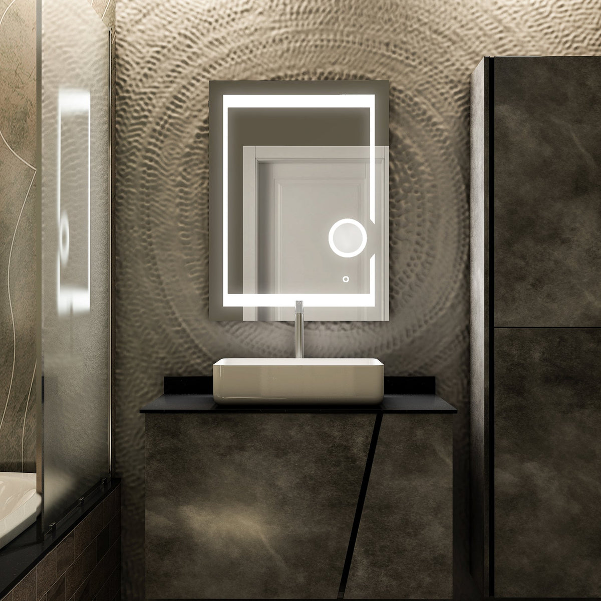 24 in. X 36 in. LED Lighted Bathroom Mirror with Gold Frame, Touch Sensor  Switch and CCT Remembrance, Evo Style