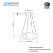 1-Ring LED Pendant Light, 35W, 3000K-6500K, 966LM, Dimmable, Matte Black Body Finish, Diameter 23.6''×71'' Load image into Gallery viewer, 1-Ring LED Pendant Light, 35W, 3000K-6500K, 966LM, Dimmable, Matte Black Body Finish, Diameter 23.6''×71''