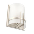 1-Light, Decorative ARC Wall Sconce Fixture, Brushed Nickel Finish with White glass shade, Dim: 9" W x 12"H x 5"E, Hallway Light Fixtures Load image into Gallery viewer, 1-Light, Decorative ARC Wall Sconce Fixture, Brushed Nickel Finish with White glass shade, Dim: 9" W x 12"H x 5"E, Hallway Light Fixtures