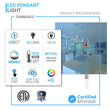 8W Dimmable LED Pendant Ceiling Light, 3000K (Warm White), Seedy Glass Shade, Dimmable, 400 Lumens, ETL Listed Load image into Gallery viewer, 8W Dimmable LED Pendant Ceiling Light, 3000K (Warm White), Seedy Glass Shade, Dimmable, 400 Lumens, ETL Listed
