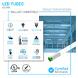 T8 4ft LED Tube/Bulb - Glass 18W 1800 Lumens 4000K Clear, Plug N Play, Double End Power - Ballast Compatible (Check Compatibility List) Load image into Gallery viewer, T8 4ft LED Tube/Bulb - Glass 18W 1800 Lumens 4000K Clear, Plug N Play, Double End Power - Ballast Compatible (Check Compatibility List)