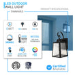 12W LED Outdoor Wall Lantern Fixture with Water Glass Shade, 4000K (Cool White), Dimmable, ETL Listed Load image into Gallery viewer, 12W LED Outdoor Wall Lantern Fixture with Water Glass Shade, 4000K (Cool White), Dimmable, ETL Listed