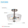 Semi Flush Mount Ceiling Lights, 2-Lights E26 Base, Round, UL Listed for Damp Location, 3 Years Warranty Load image into Gallery viewer, Semi Flush Mount Ceiling Lights, 2-Lights E26 Base, Round, UL Listed for Damp Location, 3 Years Warranty