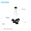 7-Light Black Iron Globe Pendant Chandelier Fixture for Living Room, Bedroom, Dining Room, Office Load image into Gallery viewer, 7-Light Black Iron Globe Pendant Chandelier Fixture for Living Room, Bedroom, Dining Room, Office