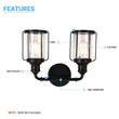 Birdcage Shape Bathroom Light Fixtures, Wall Mount, Matte Black with Clear Glass Shade, 1-Light/2-Light/3-Light, E26 Base, For Damp Locations, Vanity Lighting Load image into Gallery viewer, Birdcage Shape Bathroom Light Fixtures, Wall Mount, Matte Black with Clear Glass Shade, 1-Light/2-Light/3-Light, E26 Base, For Damp Locations, Vanity Lighting