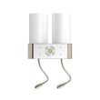 Double Head Acrylic Wall Sconce, Brushed Nickel Finish, With LED 2*1W, 1 USB, 2 Switches & 2 outlet, Bedside Wall Lights with Reading Lamp, for Bedroom Living Room Hotels Load image into Gallery viewer, Double Head Acrylic Wall Sconce, Brushed Nickel Finish, With LED 2*1W, 1 USB, 2 Switches & 2 outlet, Bedside Wall Lights with Reading Lamp, for Bedroom Living Room Hotels