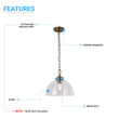 Dome Shape Brass Gold Pendant Light with Clear Glass Shade, E26 Base, UL Listed for Damp Location Load image into Gallery viewer, Dome Shape Brass Gold Pendant Light with Clear Glass Shade, E26 Base, UL Listed for Damp Location