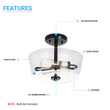 Semi Flush Mount Ceiling Lights, 2-Lights E26 Base, Round, UL Listed for Damp Location, 3 Years Warranty Load image into Gallery viewer, Semi Flush Mount Ceiling Lights, 2-Lights E26 Base, Round, UL Listed for Damp Location, 3 Years Warranty