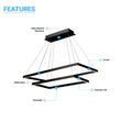 Modern Two-Tier Square Chandelier Lighting, 54W, 3000K, 3016LM, Dimension : 19.7''L×19.7''W×55''H Load image into Gallery viewer, Modern Two-Tier Square Chandelier Lighting, 54W, 3000K, 3016LM, Dimension : 19.7''L×19.7''W×55''H