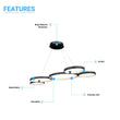 Modern Circular Chandelier, 5-Light, 92W, 3000K (Warm White), 3677 Lumens, Wheel Chandelier, Dimension: 50.1''x31.6''x110'' Load image into Gallery viewer, Modern Circular Chandelier, 5-Light, 92W, 3000K (Warm White), 3677 Lumens, Wheel Chandelier, Dimension: 50.1''x31.6''x110''