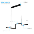 1-Light, LED Linear Chandelier Light Fixture In Matte black Body Finish, 23W, 3000K, 1150LM Dimmable, 39.4''×1.3''×71'' (Dimension) Load image into Gallery viewer, 1-Light, LED Linear Chandelier Light Fixture In Matte black Body Finish, 23W, 3000K, 1150LM Dimmable, 39.4''×1.3''×71'' (Dimension)