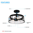 Semi Flush Mount Ceiling Lights, Drum Shape, Matte Black Finish with Clear Glass Shade, E26 Base, UL Listed, Hallway Light Fixtures Load image into Gallery viewer, Semi Flush Mount Ceiling Lights, Drum Shape, Matte Black Finish with Clear Glass Shade, E26 Base, UL Listed, Hallway Light Fixtures