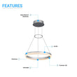 1-Ring, Modern Nature White LED Pendant Light, 29W, 3000K, 1532LM, Dimmable, Diameter 17.7''×55'' Load image into Gallery viewer, 1-Ring, Modern Nature White LED Pendant Light, 29W, 3000K, 1532LM, Dimmable, Diameter 17.7''×55''