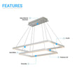 Modern Two-Tier Square Chandelier Lighting, 54W, 3000K, 3016LM, Dimension : 19.7''L×19.7''W×55''H Load image into Gallery viewer, Modern Two-Tier Square Chandelier Lighting, 54W, 3000K, 3016LM, Dimension : 19.7''L×19.7''W×55''H