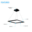 Modern 1-Square Chandelier Lighting, 40W, 3000K,1917LM, Dimmable, Dimension : 19.7'L'×19.7'W'×55''H Load image into Gallery viewer, Modern 1-Square Chandelier Lighting, 40W, 3000K,1917LM, Dimmable, Dimension : 19.7'L'×19.7'W'×55''H