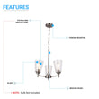 Flared Shape Chandelier Lighting Fixture with Clear Glass Shades, E26 Base, UL Listed for Damp Location, 3 Years Warranty Load image into Gallery viewer, Flared Shape Chandelier Lighting Fixture with Clear Glass Shades, E26 Base, UL Listed for Damp Location, 3 Years Warranty