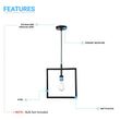 Square Shape Matte Black Pendant Light Fixture, E26 Base, UL Listed for Dry Location Load image into Gallery viewer, Square Shape Matte Black Pendant Light Fixture, E26 Base, UL Listed for Dry Location