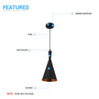 Matte Black Pendant Light Fixture, Subulate Style, E26 Base, Steel Body, UL Listed Load image into Gallery viewer, Matte Black Pendant Light Fixture, Subulate Style, E26 Base, Steel Body, UL Listed