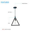 Triangle Shape Pendant Lighting Fixture, E26 Base, Matte Black Finish, UL Listed Load image into Gallery viewer, Triangle Shape Pendant Lighting Fixture, E26 Base, Matte Black Finish, UL Listed