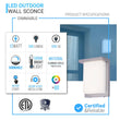 12W Rectangle Shape LED Outdoor Wall Sconce, Painted Silver Finish, White Acrylic Shade, ETL Listed Load image into Gallery viewer, 12W Rectangle Shape LED Outdoor Wall Sconce, Painted Silver Finish, White Acrylic Shade, ETL Listed