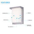 12W Rectangle Shape LED Outdoor Wall Sconce, Painted Silver Finish, White Acrylic Shade, ETL Listed Load image into Gallery viewer, 12W Rectangle Shape LED Outdoor Wall Sconce, Painted Silver Finish, White Acrylic Shade, ETL Listed