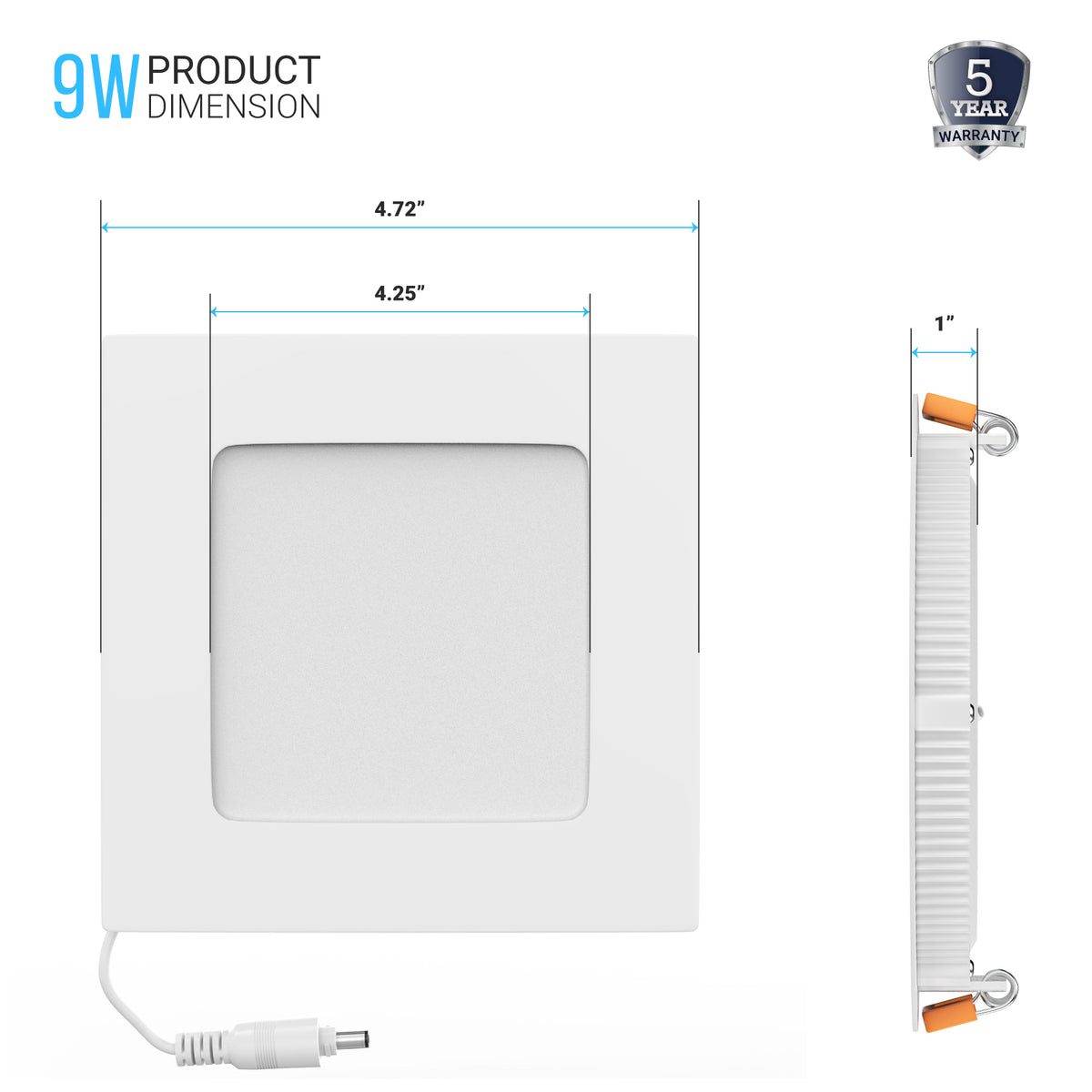 4 Ultra Thin Square LED Recessed Lighting with Junction Box 9W 650l Wen Lighting