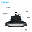 UFO LED High Bay Light 240W/220W/200W Wattage Adjustable, 4000K, 150 LM/W, DLC Premium 1-10V Dimmable, AC120-277V, Commercial LED Light for Barn Workshop Warehouse Gym Airport Lights Load image into Gallery viewer, UFO LED High Bay Light 240W/220W/200W Wattage Adjustable, 4000K, 150 LM/W, DLC Premium 1-10V Dimmable, AC120-277V, Commercial LED Light for Barn Workshop Warehouse Gym Airport Lights