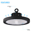 Gen13 100W UFO LED High Bay Light, 4000K, AC120-277V, 90° PC lens, IP65 Factory Warehouse Industrial Lighting, Black Load image into Gallery viewer, Gen13 100W UFO LED High Bay Light, 4000K, AC120-277V, 90° PC lens, IP65 Factory Warehouse Industrial Lighting, Black