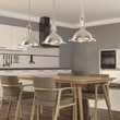 Industrial Pendant Light Fixture, Satin Nickel Finish, Dome Shape, Includes Extension Rods 1x6"+3x12", E26 Base Load image into Gallery viewer, Industrial Pendant Light Fixture, Satin Nickel Finish, Dome Shape, Includes Extension Rods 1x6"+3x12", E26 Base