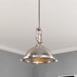 Industrial Pendant Light Fixture, Satin Nickel Finish, Dome Shape, Includes Extension Rods 1x6"+3x12", E26 Base Load image into Gallery viewer, Industrial Pendant Light Fixture, Satin Nickel Finish, Dome Shape, Includes Extension Rods 1x6"+3x12", E26 Base