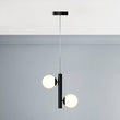 2-Lights, Globe Pendant Chandelier, 17W, 3000K, Matte Black Body Finish, Dimmable Load image into Gallery viewer, 2-Lights, Globe Pendant Chandelier, 17W, 3000K, Matte Black Body Finish, Dimmable