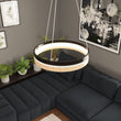 Round Chandelier, Matte Black + Wood Finish, 33W, 3000K (Warm White), 961 Lumens, Dimmable Pendant Load image into Gallery viewer, Round Chandelier, Matte Black + Wood Finish, 33W, 3000K (Warm White), 961 Lumens, Dimmable Pendant
