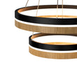 Double Circle Chandelier, 78W, 3000K, 1501 Lumens, Wooden + Matte Black Chandelier, Dimmable Pendant Fixture Load image into Gallery viewer, Double Circle Chandelier, 78W, 3000K, 1501 Lumens, Wooden + Matte Black Chandelier, Dimmable Pendant Fixture