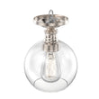 Clear Glass Dome Shape Semi Flush Mount Ceiling Lights, Brushed Nickel Finish, E26 Base, Ceiling Mounting, UL Listed for Damp Location Load image into Gallery viewer, Clear Glass Dome Shape Semi Flush Mount Ceiling Lights, Brushed Nickel Finish, E26 Base, Ceiling Mounting, UL Listed for Damp Location
