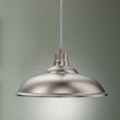 1-Light Industrial Style Pendant Light Fixture, Trumpet Shape, E26 Base, Brushed Nickel Finish, UL Listed Load image into Gallery viewer, 1-Light Industrial Style Pendant Light Fixture, Trumpet Shape, E26 Base, Brushed Nickel Finish, UL Listed