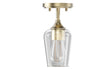 Brass Gold Semi-Flush Mount Light with Bell Shape Clear Glass Shade, E26 Base, Damp Location, Ceiling Mounting, UL Listed Load image into Gallery viewer, Brass Gold Semi-Flush Mount Light with Bell Shape Clear Glass Shade, E26 Base, Damp Location, Ceiling Mounting, UL Listed
