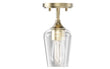 Brass Gold Semi-Flush Mount Light with Bell Shape Clear Glass Shade, E26 Base, Damp Location, Ceiling Mounting, UL Listed Load image into Gallery viewer, Brass Gold Semi-Flush Mount Light with Bell Shape Clear Glass Shade, E26 Base, Damp Location, Ceiling Mounting, UL Listed