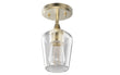 Brass Gold Semi-Flush Mount Light with Bell Shape Clear Glass Shade, E26 Base, Damp Location, Ceiling Mounting, UL Listed Load image into Gallery viewer, Brass Gold Semi-Flush Mount Light with Bell Shape Clear Glass Shade, E26 Base, Damp Location, Ceiling Mounting, UL Listed