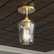 Brass Gold Semi-Flush Mount Light with Bell Shape Clear Glass Shade, E26 Base, Damp Location, Ceiling Mounting, UL Listed Load image into Gallery viewer, Brass Gold Semi-Flush Mount Light with Bell Shape Clear Glass Shade, E26 Base, Damp Location, Ceiling Mounting, UL Listed