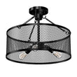 Semi Flush Mount Ceiling Lights, Drum Shape, Steel Cage Matte Black Finish, E26 Base, UL Listed, 3 Years Warranty Load image into Gallery viewer, Semi Flush Mount Ceiling Lights, Drum Shape, Steel Cage Matte Black Finish, E26 Base, UL Listed, 3 Years Warranty