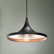 Matte Black Pendant Light Fixture, Trumpet-Shaped, E26 Base, Steel Body, UL Listed Load image into Gallery viewer, Matte Black Pendant Light Fixture, Trumpet-Shaped, E26 Base, Steel Body, UL Listed