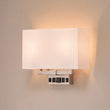 2-Light, Wall Sconce for Bedroom with 2 Switch, 2 USB, 2 Type C & 1 Outlet, White Fabric / Acrylic Shade, Wall Mounted Lamps for Hotel, Corridor and Restaurant Load image into Gallery viewer, 2-Light, Wall Sconce for Bedroom with 2 Switch, 2 USB, 2 Type C & 1 Outlet, White Fabric / Acrylic Shade, Wall Mounted Lamps for Hotel, Corridor and Restaurant