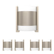 2-Light Brushed Nickel Wall Sconce, White Glass shade, Dimension: W10"xH11.75"xE4" Load image into Gallery viewer, 2-Light Brushed Nickel Wall Sconce, White Glass shade, Dimension: W10"xH11.75"xE4"