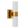 2-Lights, Wall Sconce with White Glass Shade, Brushed Brass Finish, Dim: L13.5"xW4.45"xE5", Hallway Light Fixtures Load image into Gallery viewer, 2-Lights, Wall Sconce with White Glass Shade, Brushed Brass Finish, Dim: L13.5"xW4.45"xE5", Hallway Light Fixtures