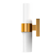 2-Lights, Wall Sconce with White Glass Shade, Brushed Brass Finish, Dim: L13.5"xW4.45"xE5", Hallway Light Fixtures Load image into Gallery viewer, 2-Lights, Wall Sconce with White Glass Shade, Brushed Brass Finish, Dim: L13.5"xW4.45"xE5", Hallway Light Fixtures