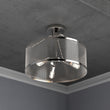 Semi Flush Mount Ceiling Lights, Drum Shape, Steel Cage Matte Black Finish, E26 Base, UL Listed, 3 Years Warranty Load image into Gallery viewer, Semi Flush Mount Ceiling Lights, Drum Shape, Steel Cage Matte Black Finish, E26 Base, UL Listed, 3 Years Warranty