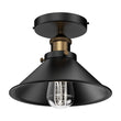 Industrial Style Semi-Flush Mount Lights, E26 Base, Matte Black with Antique Brass Finish, UL Listed, 3 Years Warranty Load image into Gallery viewer, Industrial Style Semi-Flush Mount Lights, E26 Base, Matte Black with Antique Brass Finish, UL Listed, 3 Years Warranty