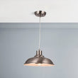 1-Light Industrial Style Pendant Light Fixture, Trumpet Shape, E26 Base, Brushed Nickel Finish, UL Listed Load image into Gallery viewer, 1-Light Industrial Style Pendant Light Fixture, Trumpet Shape, E26 Base, Brushed Nickel Finish, UL Listed